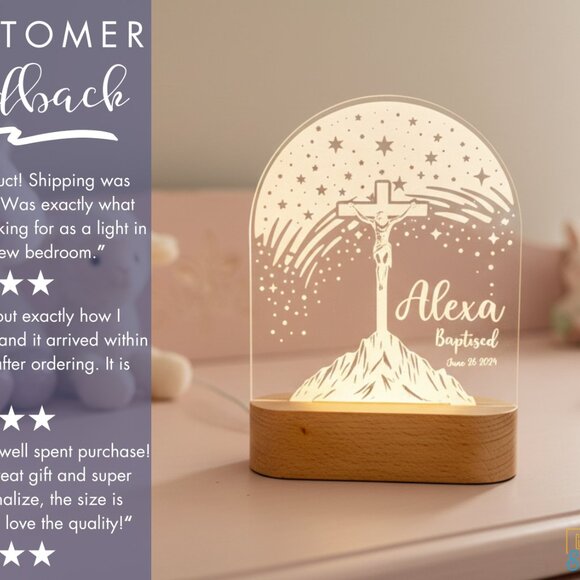 Jesus Christ Night Light – Personalized LED Inspirational Lamp - Picture 7 of 8